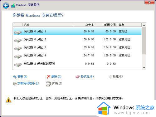 u盘安装win10无法创建新的分区找不到现有分区解决方法