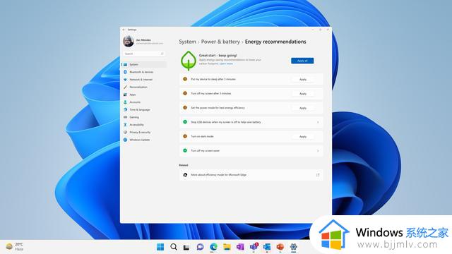Windows 11现在可以直接向用户提供节能建议